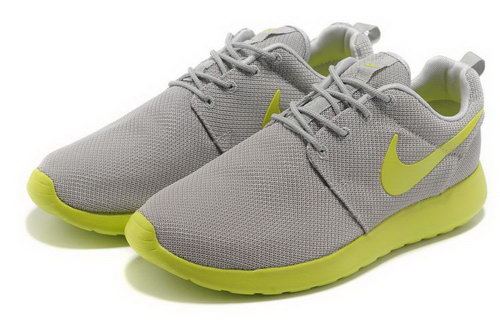 Mens Nike Roshe Run Grey Apple Green Discount